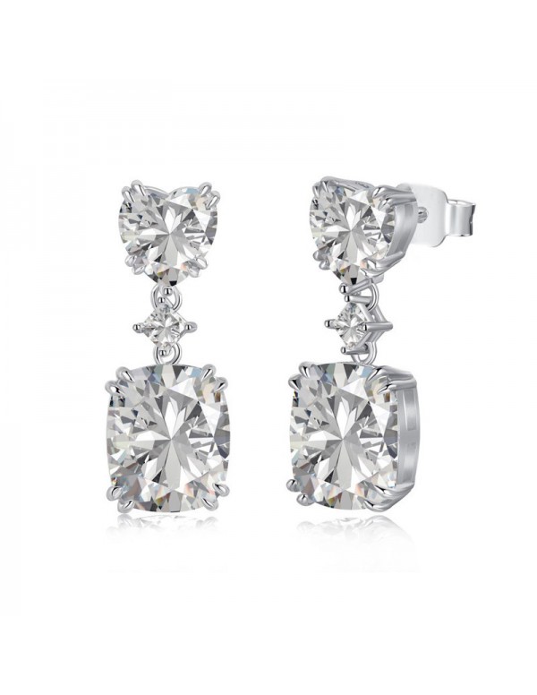 Jewels Galaxy Silver Plated AD Studded Silver Heart inspired Crushed Ice Cut Drop Earrings