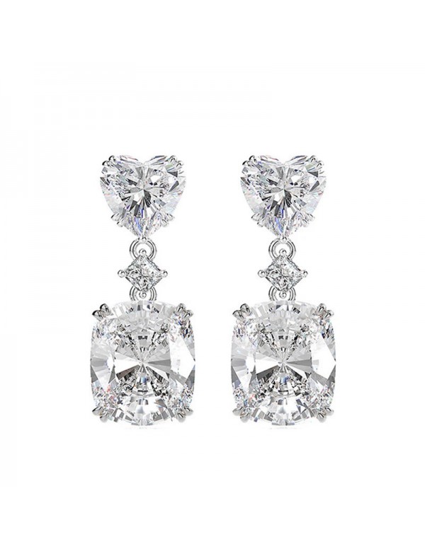Jewels Galaxy Silver Plated AD Studded Silver Heart inspired Crushed Ice Cut Drop Earrings