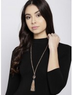 Beige Beaded Tasseled Handcrafted Neckla...