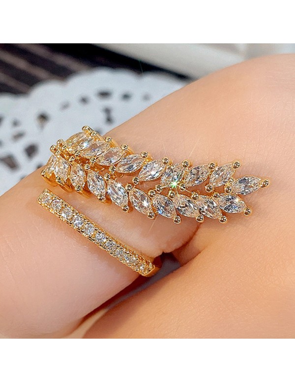 Jewels Galaxy Gold-Plated CZ Stone-Studded Leaf in...