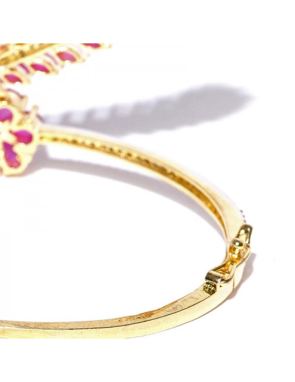 Jewels Galaxy Pink Gold-Plated Stone-Studded Bangle-Style Bracelet 17023