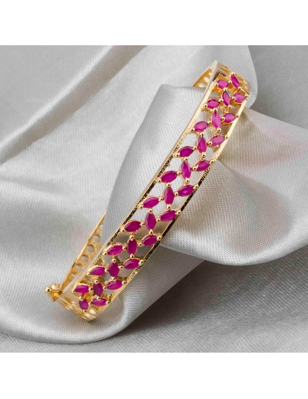 Jewels Galaxy Pink Gold-Plated Stone-Studded Bangle-Style Bracelet 17026