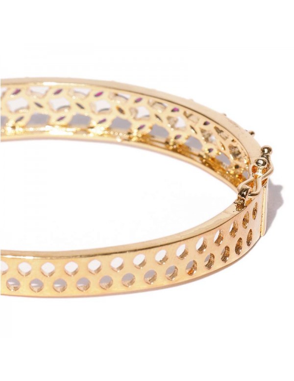 Jewels Galaxy Pink Gold-Plated Stone-Studded Bangle-Style Bracelet 17026
