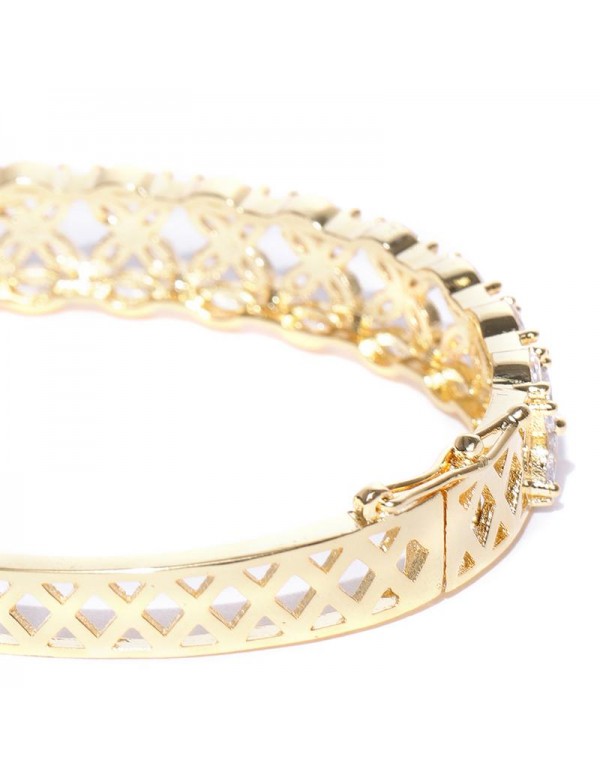 Jewels Galaxy Gold-Plated Stone-Studded Bangle-Style Bracelet 17030