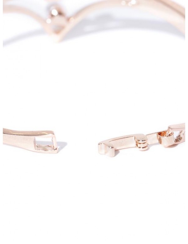 Rose Gold-Plated Swan-Shaped Stone-Studded Handcrafted Bangle-Style Bracelet 17112