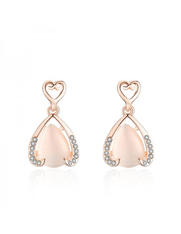 Jewels Galaxy Pink & Gold-Toned Heart Shaped Drop Earrings 5076