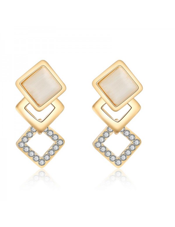 Jewels Galaxy Cream-Coloured Gold-Plated Handcrafted Stone-Studded Drop Earrings 5079