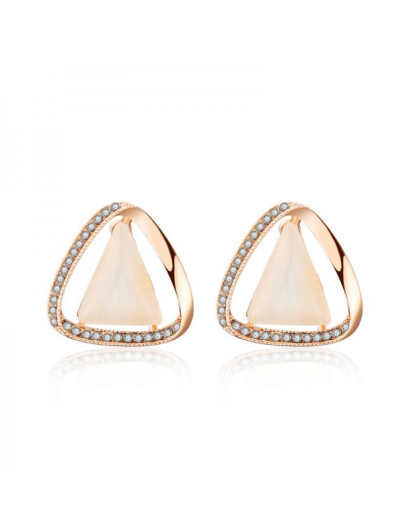 Jewels Galaxy Gold-Toned & Off-White Triangular Drop Earrings 5087