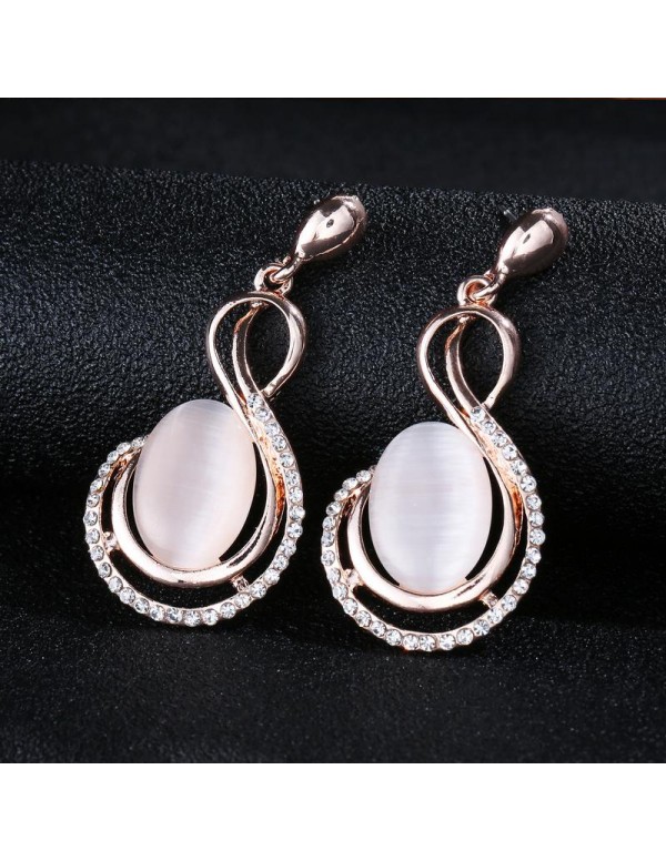Jewels Galaxy Peach-Coloured Rose Gold-Plated Stone-Studded Handcrafted Drop Earrings 5089