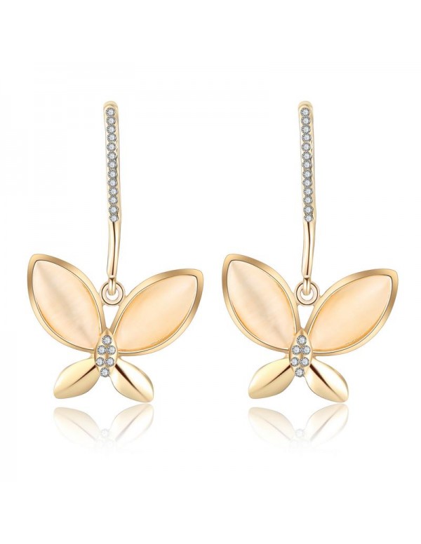 Jewels Galaxy Cream-Coloured Gold-Plated Handcrafted Stone-Studded Drop Earrings 5090