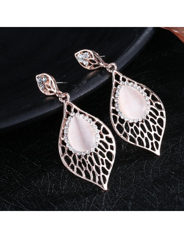 Jewels Galaxy Rose Gold-Plated Handcrafted Stone-Studded Drop Earrings 5092