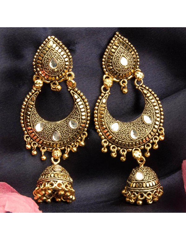 Jewels Galaxy Gold Plated Contemporary Chandelier Jhumki 6152