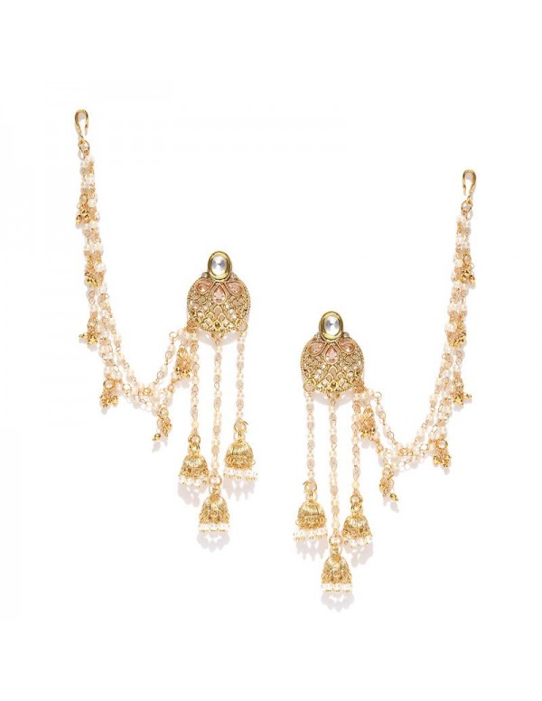 Jewels Galaxy Gold Plated Traditional Kundan Bahubali Earrings 6173