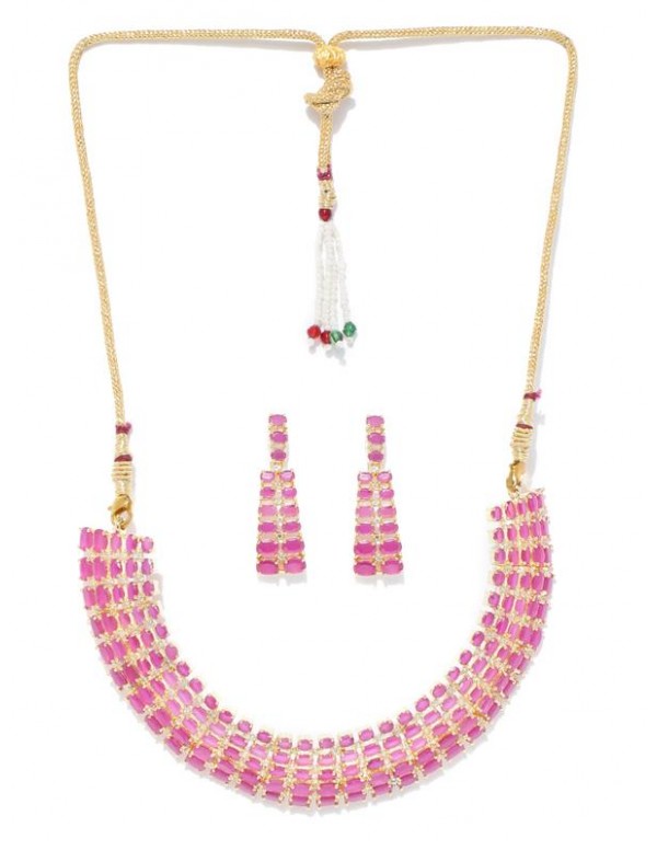 Jewels Galaxy Gold-Toned & Pink Luxuria Stone-...