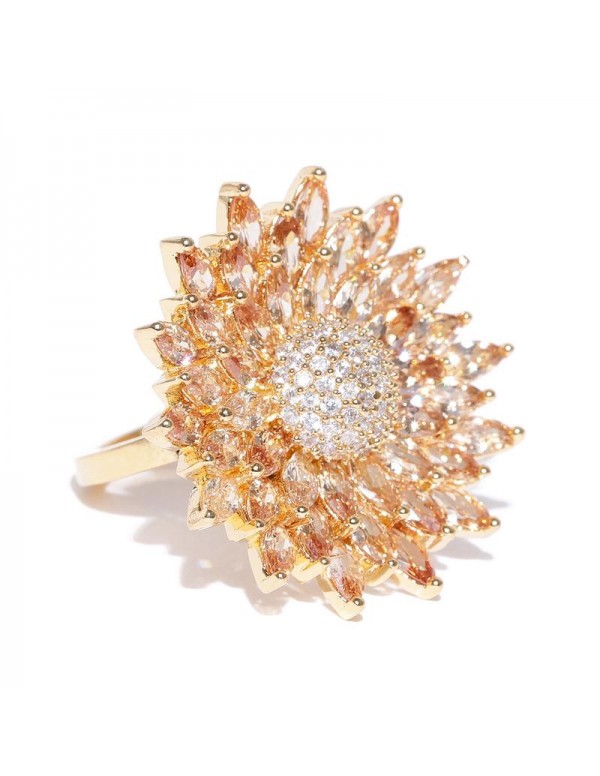Jewels Galaxy Gold-Toned Stone-Studded Adjustable Ring 5705