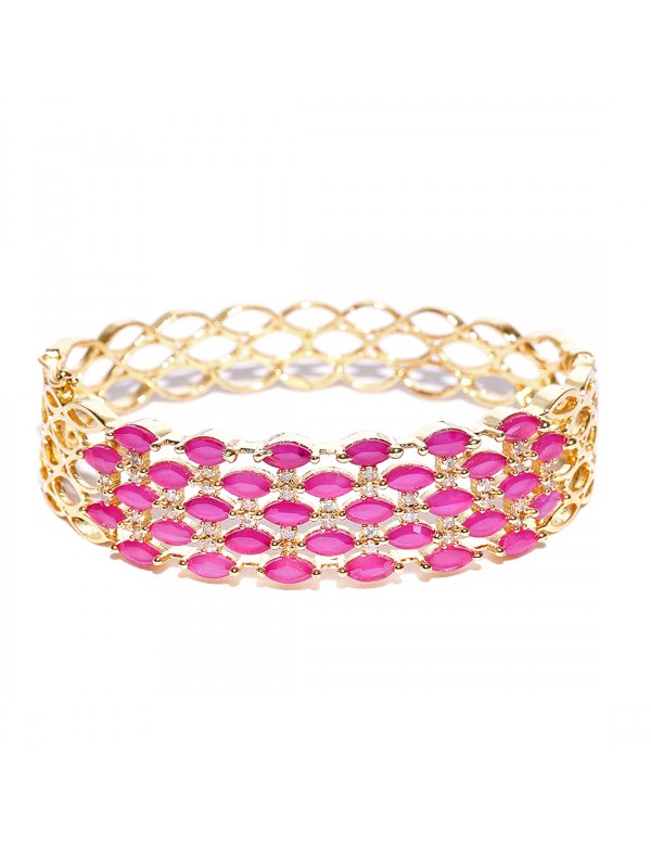 Jewels Galaxy Pink Gold-Plated Stone-Studded Bangl...