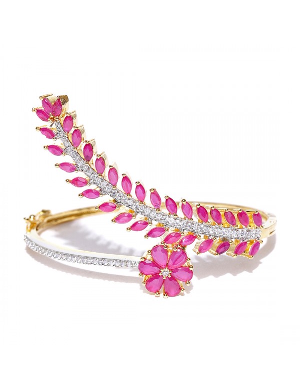 Jewels Galaxy Pink Gold-Plated Stone-Studded Bangl...