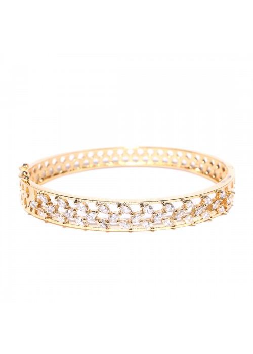 Jewels Galaxy Gold-Plated Stone-Studded Bangle-Style Bracelet 17030