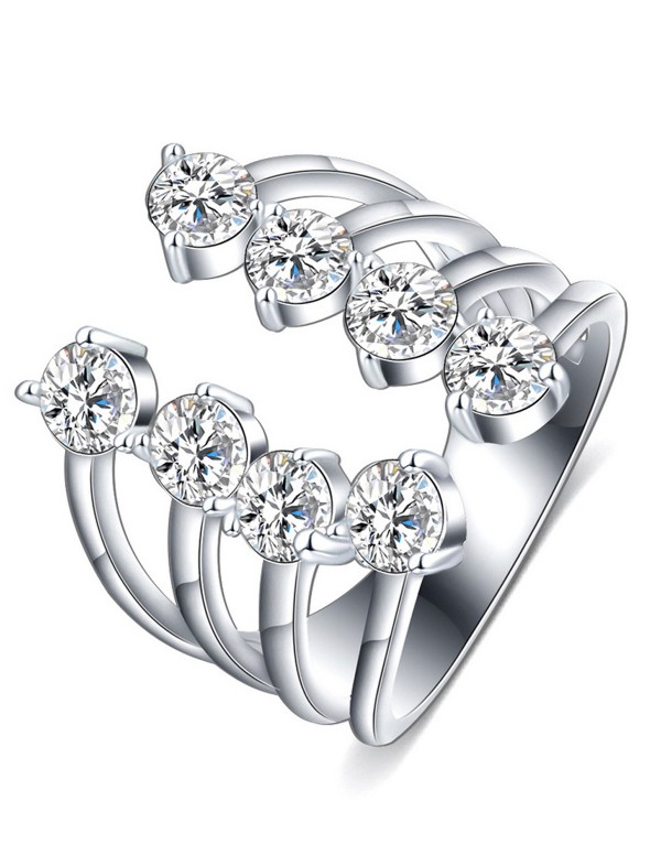 Jewels Galaxy Platinum-Plated Silver Stone-Studded...