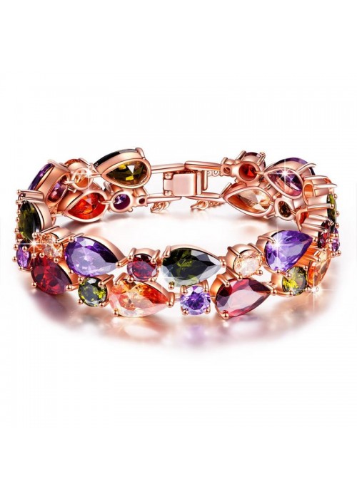 Jewels Galaxy Gold-Toned & Multicolor Rose Gold-Plated Handcrafted Link Bracelet 3002