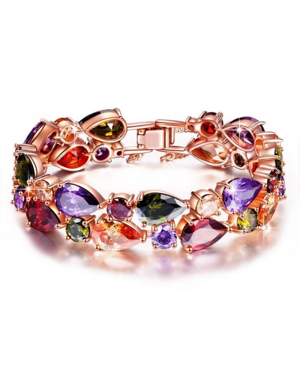 Jewels Galaxy Gold-Toned & Multicolor Rose Gol...