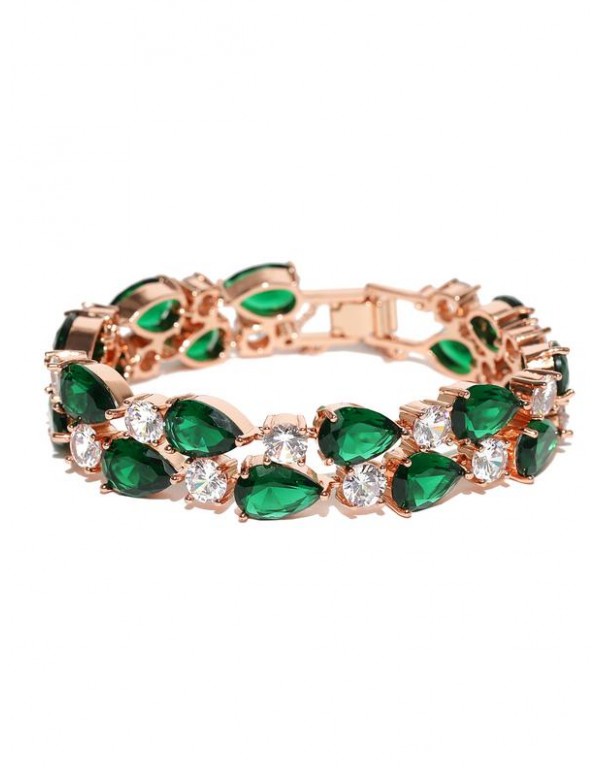 Jewels Galaxy Gold-Toned & Green Rose Gold-Pla...