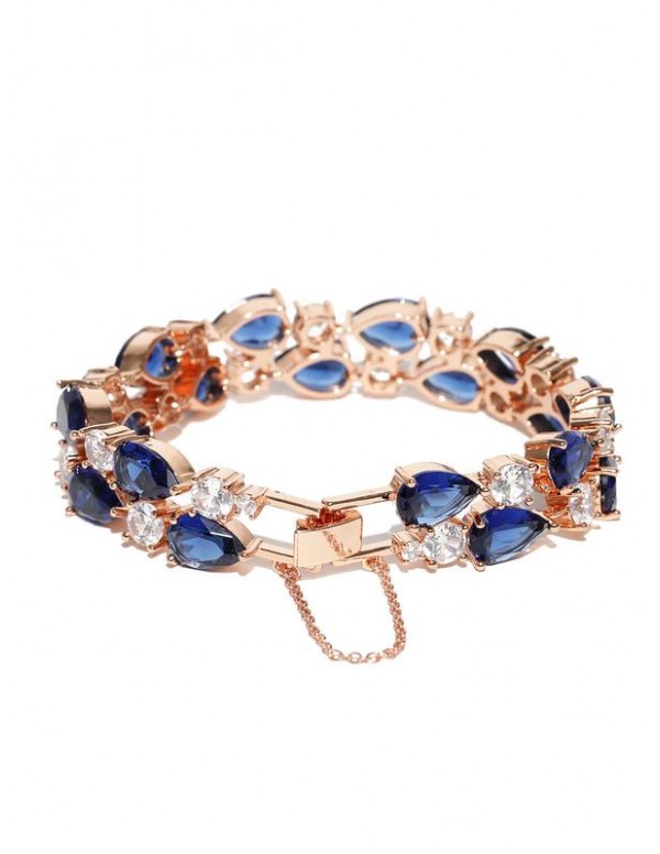 Jewels Galaxy Gold-Toned & Blue Rose Gold-Plated Handcrafted Link Bracelet 3014