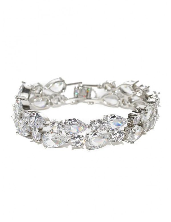 Jewels Galaxy Silver-Toned Rhodium-Plated Handcraf...