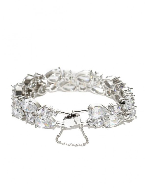Jewels Galaxy Silver-Toned Rhodium-Plated Handcrafted Link Bracelet 3015