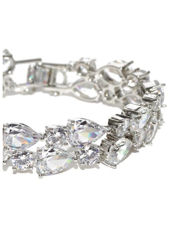 Jewels Galaxy Silver-Toned Rhodium-Plated Handcrafted Link Bracelet 3015
