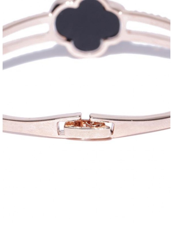 Jewels Galaxy Black 18K Rose Gold-Plated Handcrafted Bangle-Style Bracelet 3106