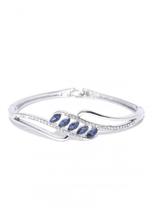 Jewels Galaxy Blue Platinum-Plated Handcrafted Bangle-Style Bracelet 3112