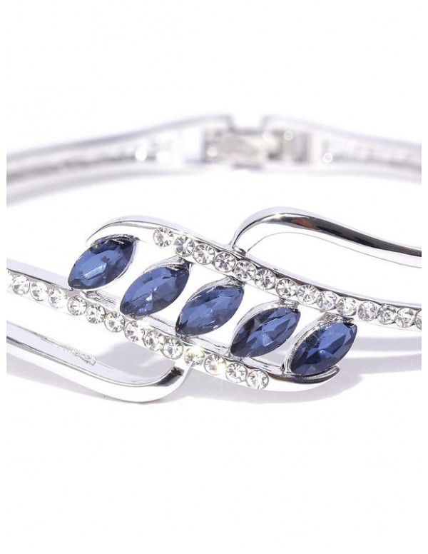 Jewels Galaxy Blue Platinum-Plated Handcrafted Bangle-Style Bracelet 3112