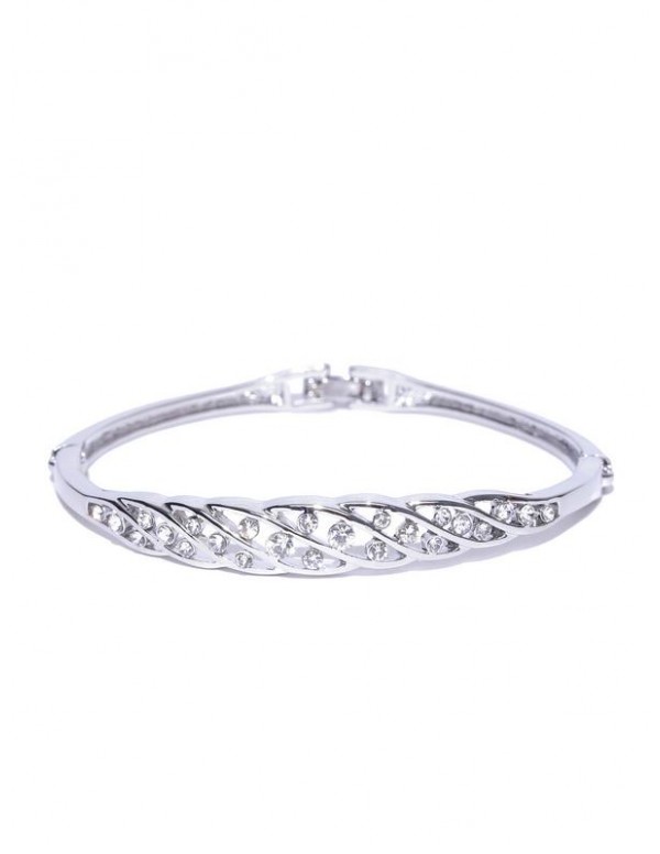 Jewels Galaxy Platinum-Plated Handcrafted Bangle-S...