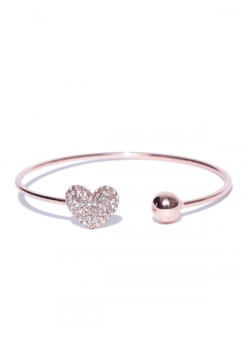 Jewels Galaxy Rose Gold-Plated Stone-Studded Cuff Bracelet 3119