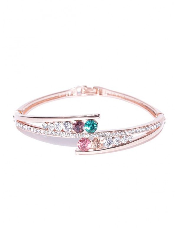 Jewels Galaxy Rose Gold-Plated Handcrafted CZ Ston...