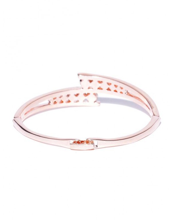Jewels Galaxy Rose Gold-Plated Handcrafted CZ Stone-Studded Bangle-Style Bracelet 3121