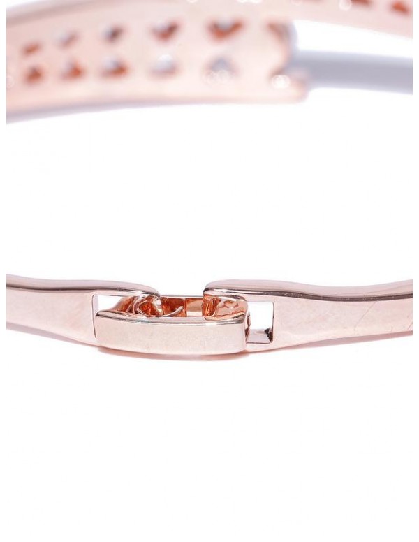 Jewels Galaxy Rose Gold-Plated Handcrafted CZ Stone-Studded Bangle-Style Bracelet 3121