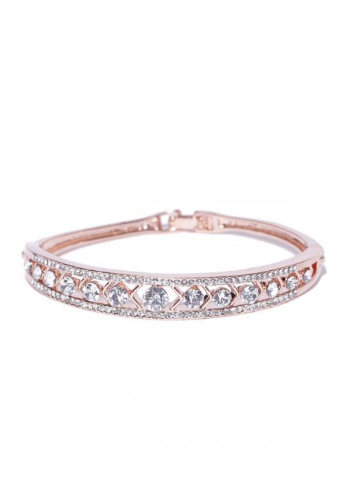 Jewels Galaxy Silver-Toned Rose Gold-Plated Handcrafted Bangle-Style Bracelet 3123