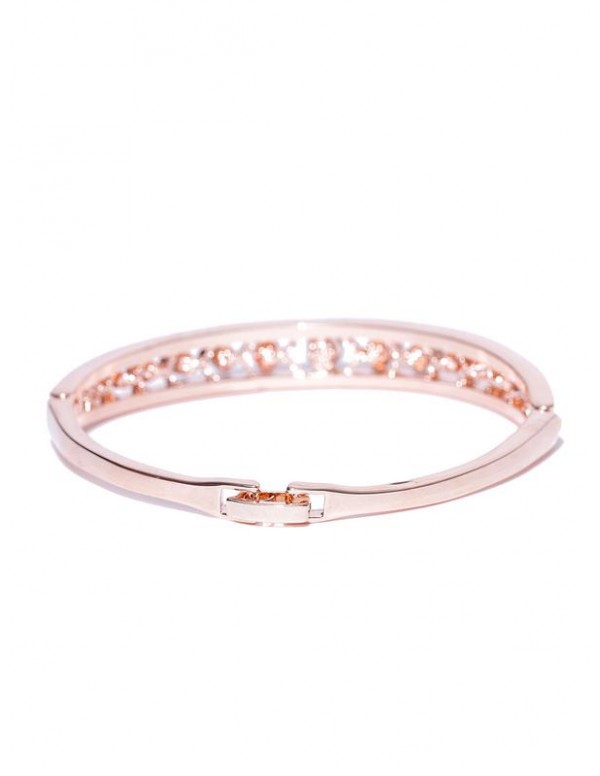 Jewels Galaxy Silver-Toned Rose Gold-Plated Handcrafted Bangle-Style Bracelet 3123