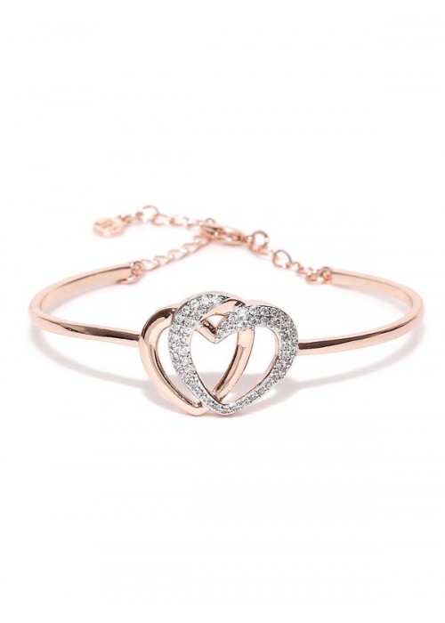 Jewels Galaxy Rose Gold-Plated Handcrafted Bangle-Style Bracelet 3157