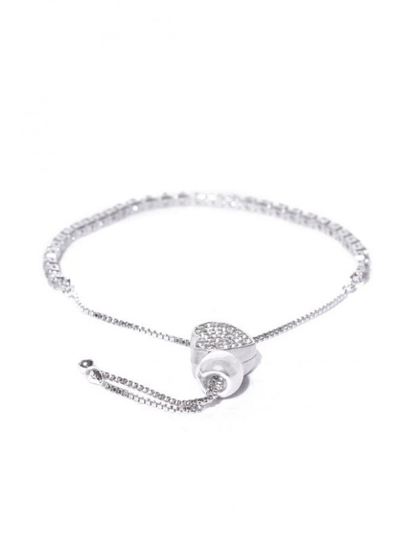 Silver-Plated Stone-Studded Bracelet 3291