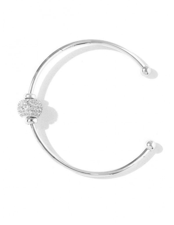 Silver-Plated Stone-Studded Cuff Bracelet 3294