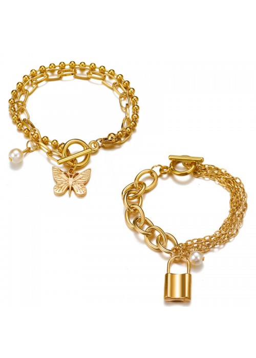 Jewels Galaxy Jewellery For Women Gold Toned Gold Plated Bracelet Combo