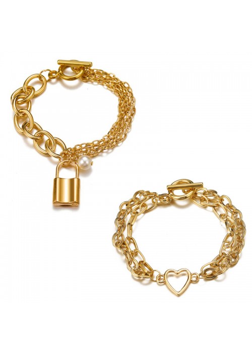 Jewels Galaxy Jewellery For Women Gold Toned Gold Plated Bracelet Combo