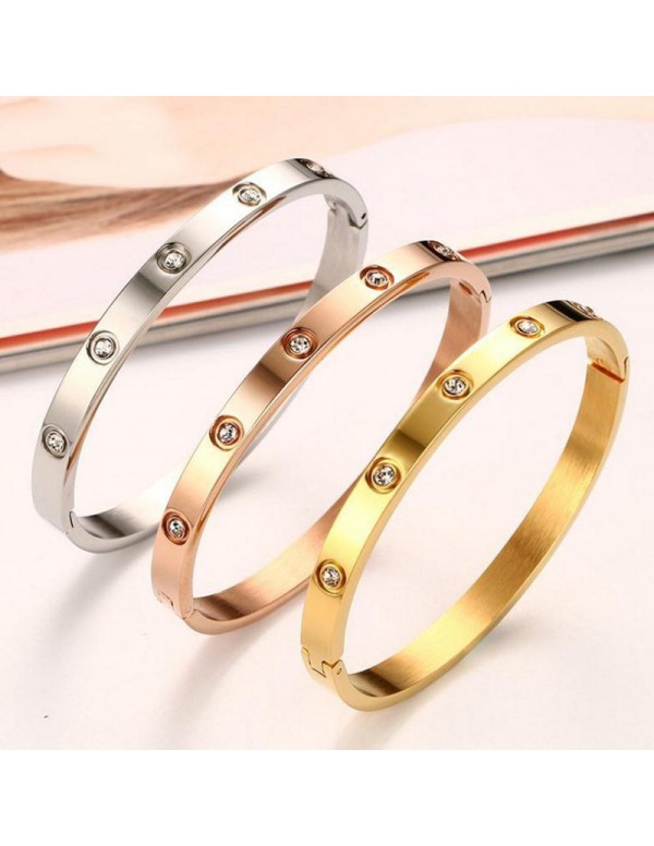 Jewels Galaxy Jewellery For Women Contemporary Rose-Silver-Gold Plated Love AD Bracelet Combo