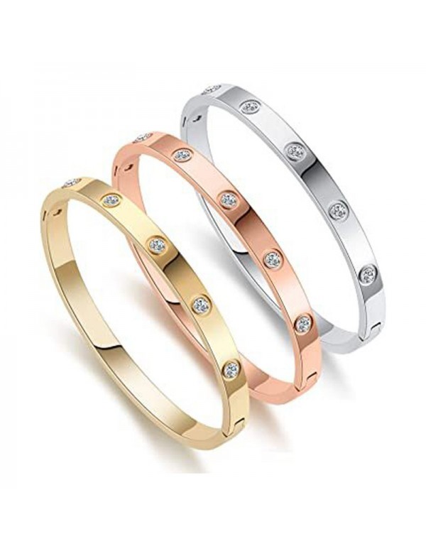 Jewels Galaxy Jewellery For Women Contemporary Rose-Silver-Gold Plated Love AD Bracelet Combo