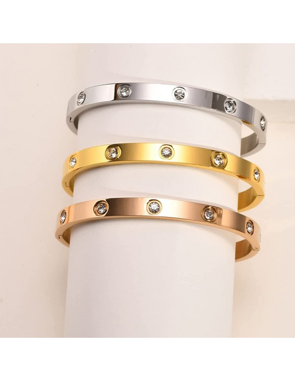 Jewels Galaxy Jewellery For Women Contemporary Rose-Silver-Gold Plated Love AD Bracelet Combo