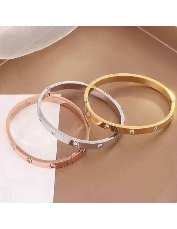 Jewels Galaxy Jewellery For Women Contemporary Rose-Silver-Gold Plated Love AD Bracelet Combo