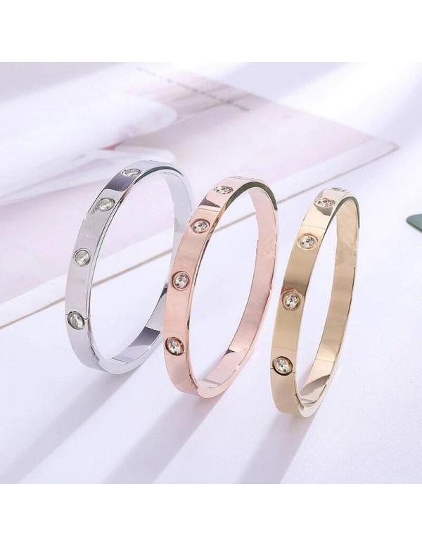 Jewels Galaxy Jewellery For Women Contemporary Rose-Silver-Gold Plated Love AD Bracelet Combo